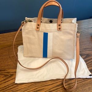 Parker Thatch Mini Tote Light Beige with Blue/white stripe